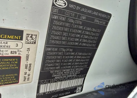 2018 Land Rover Range Rover Sport Hse from USA, damaged, VIN SALWR2RV6JA402846